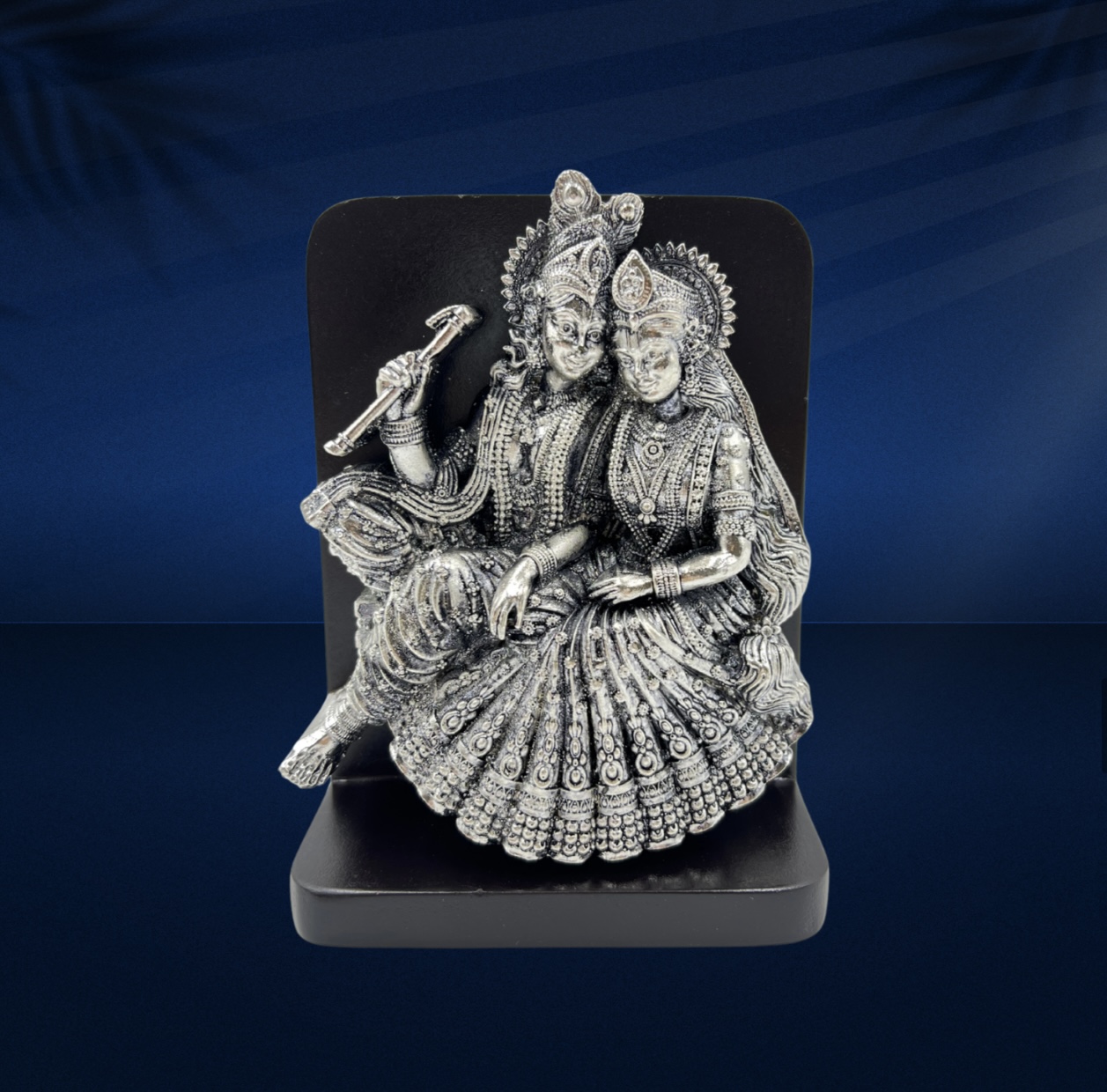 Seated face to face Radha Krishna (5×4)