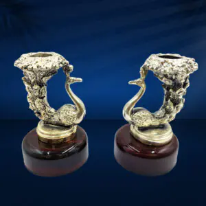Peacock candle pair (4×2.5)