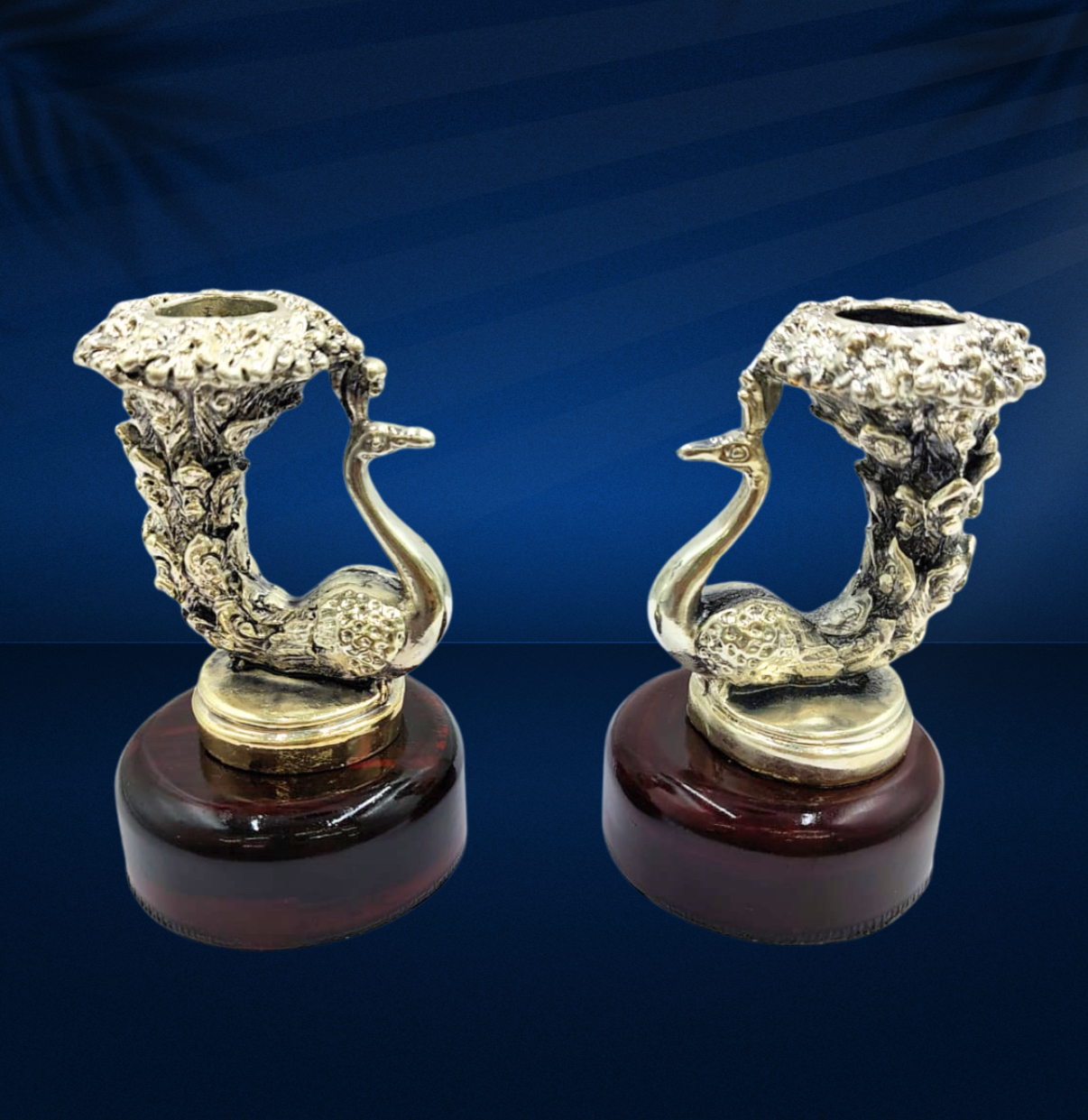 Peacock candle pair (4×2.5)